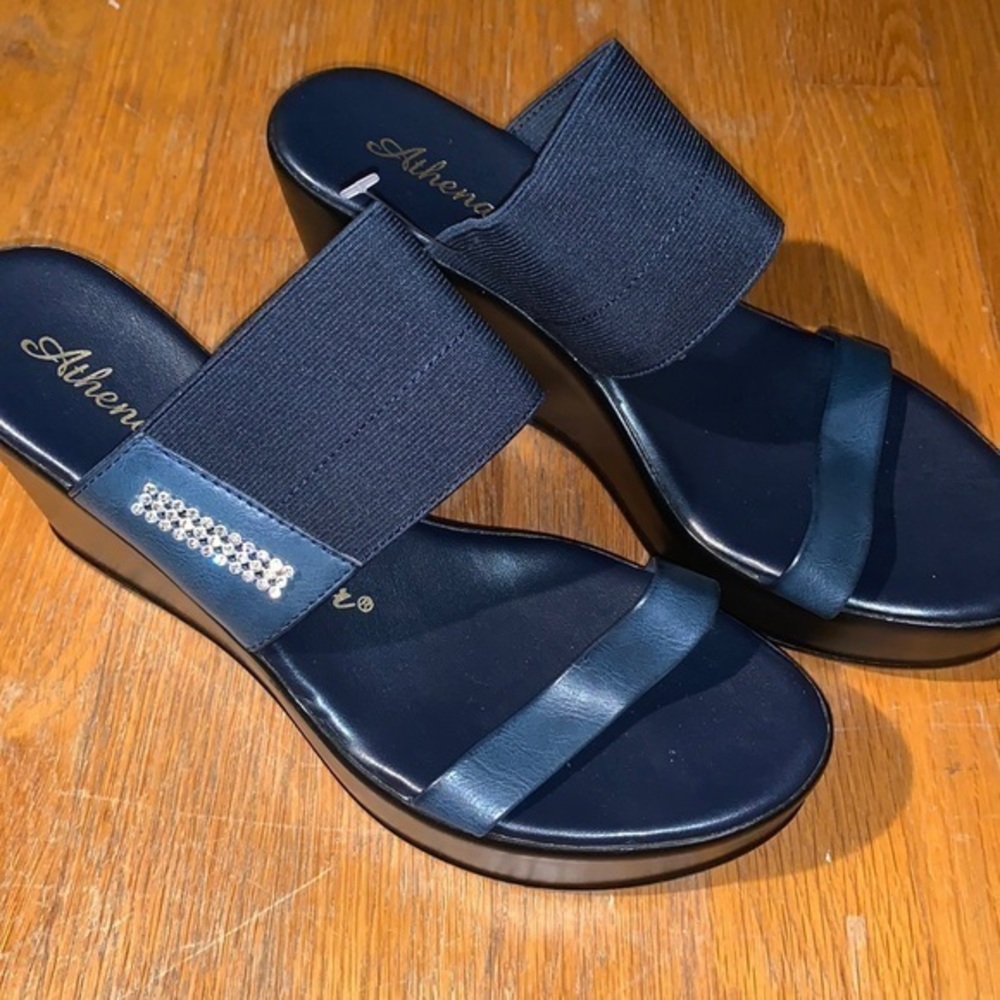 Athena Alexander Black Wedge Sandals